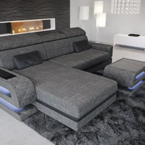 Webstoff Ecksofa Bellavita mit Ottomane L-Form S