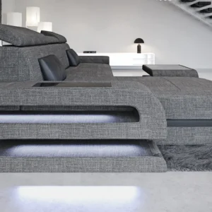 Webstoff Ecksofa Bellavita mit Ottomane L-Form S