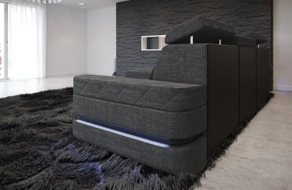 Webstoff Ecksofa Bellavita mit Ottomane L-Form S – Bild 3