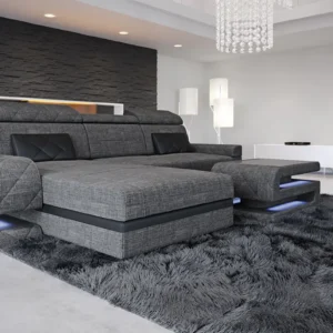 Webstoff Ecksofa Bellavita mit Ottomane L-Form S