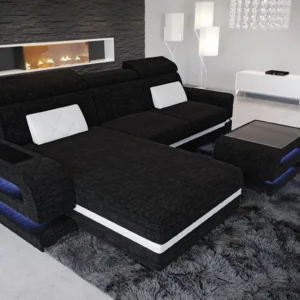 Webstoff Ecksofa Bellavita mit Ottomane L-Form S
