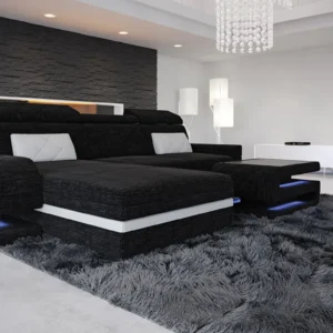 Webstoff Ecksofa Bellavita mit Ottomane L-Form S