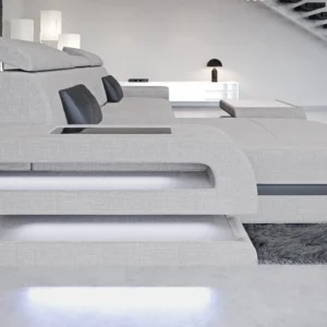 Webstoff Ecksofa Bellavita mit Ottomane L-Form S