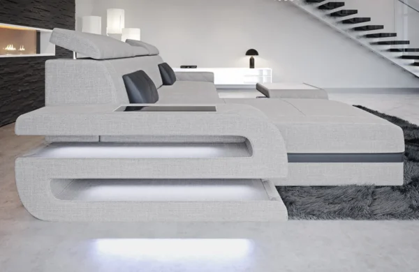 Webstoff Ecksofa Bellavita mit Ottomane L-Form S – Bild 6