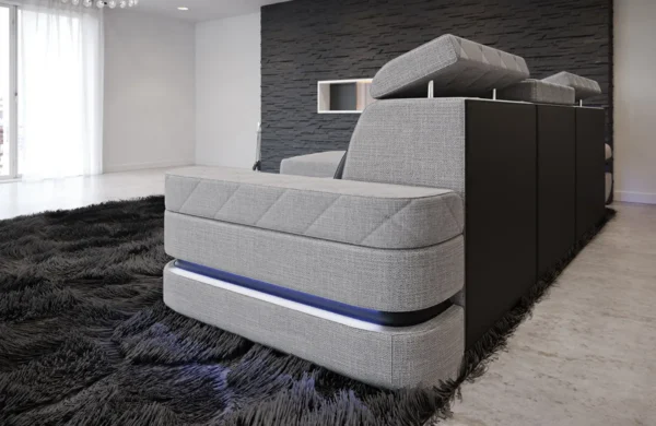 Webstoff Ecksofa Bellavita mit Ottomane L-Form S – Bild 7