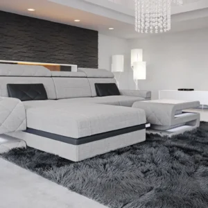 Webstoff Ecksofa Bellavita mit Ottomane L-Form S