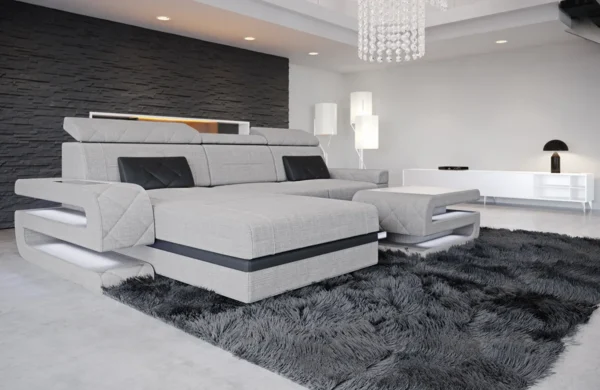 Webstoff Ecksofa Bellavita mit Ottomane L-Form S – Bild 8