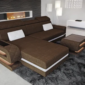 Webstoff Ecksofa Bellavita mit Ottomane L-Form S