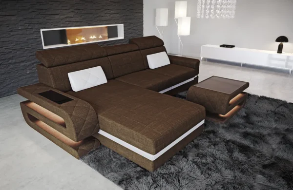 Webstoff Ecksofa Bellavita mit Ottomane L-Form S – Bild 9
