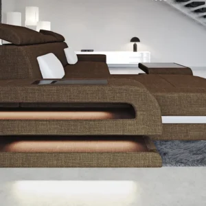Webstoff Ecksofa Bellavita mit Ottomane L-Form S