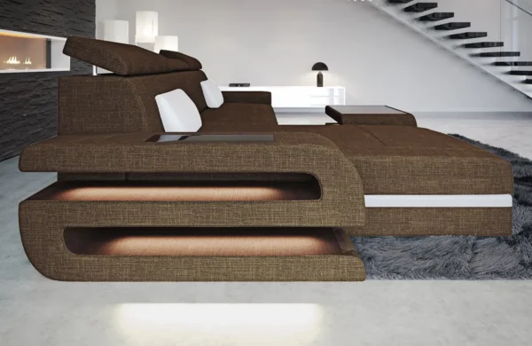Webstoff Ecksofa Bellavita mit Ottomane L-Form S – Bild 10