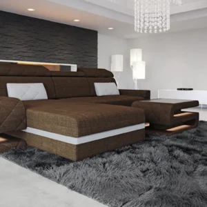 Webstoff Ecksofa Bellavita mit Ottomane L-Form S