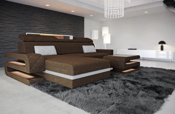 Webstoff Ecksofa Bellavita mit Ottomane L-Form S – Bild 12