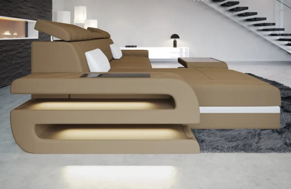 Mikrofaser Ecksofa Bellavita mit Ottomane L-Form S – Bild 18