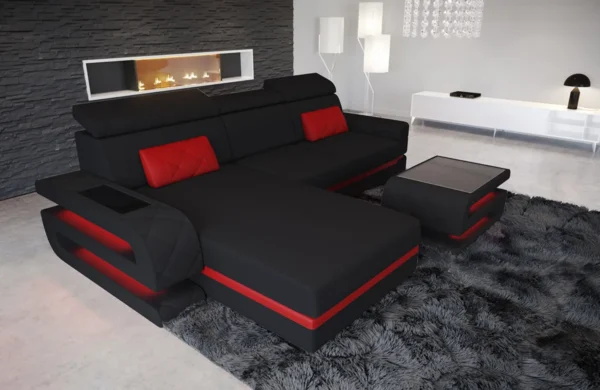 Mikrofaser Ecksofa Bellavita mit Ottomane L-Form S – Bild 5