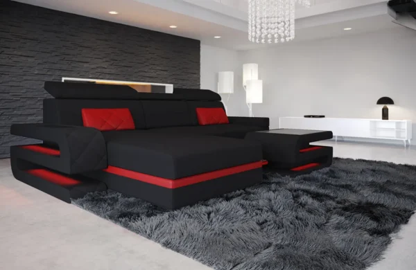 Mikrofaser Ecksofa Bellavita mit Ottomane L-Form S – Bild 8