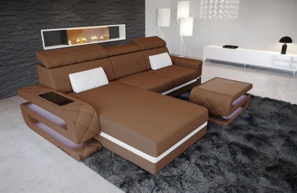 Mikrofaser Ecksofa Bellavita mit Ottomane L-Form S – Bild 9