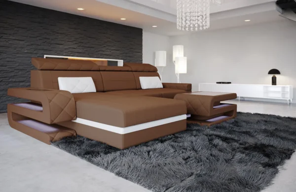 Mikrofaser Ecksofa Bellavita mit Ottomane L-Form S – Bild 12