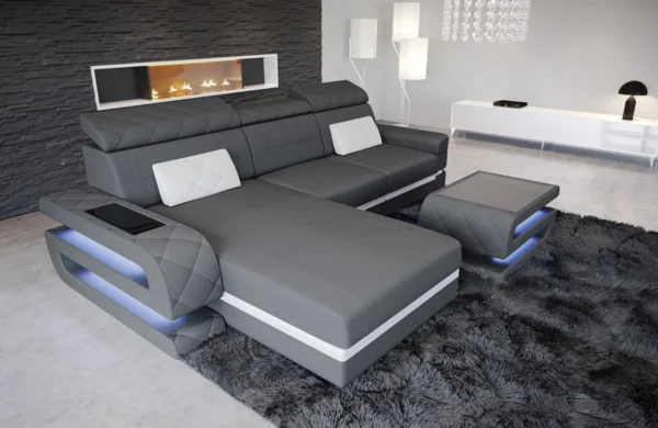 Mikrofaser Ecksofa Bellavita mit Ottomane L-Form S