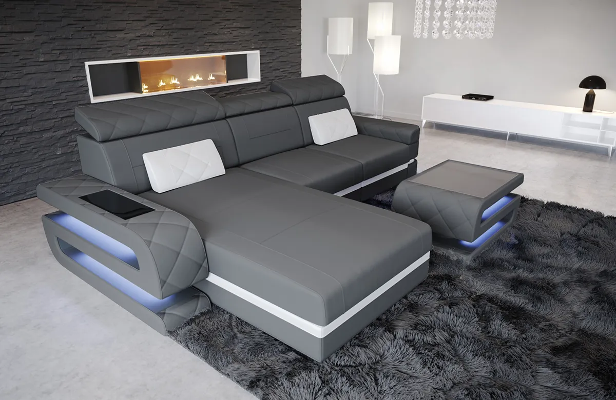 Mikrofaser Ecksofa Bellavita mit Ottomane L-Form S