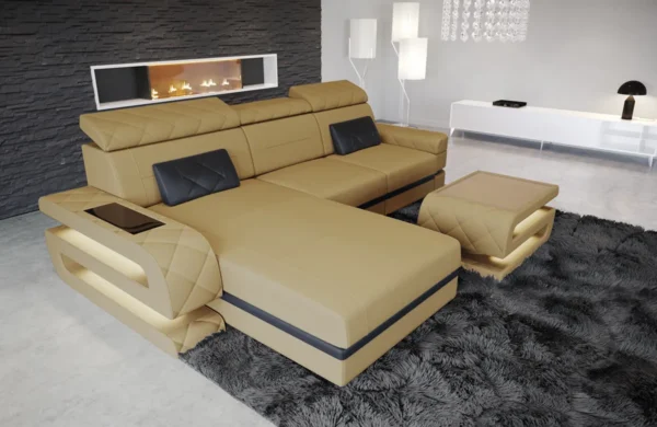 Mikrofaser Ecksofa Bellavita mit Ottomane L-Form S – Bild 13