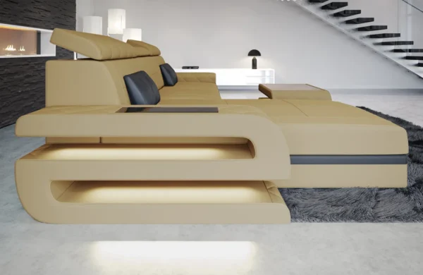 Mikrofaser Ecksofa Bellavita mit Ottomane L-Form S – Bild 14