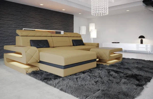 Mikrofaser Ecksofa Bellavita mit Ottomane L-Form S – Bild 16