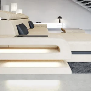 Samtstoff Ecksofa Bellavita mit Ottomane L-Form S