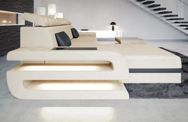 Samtstoff Ecksofa Bellavita mit Ottomane L-Form S – Bild 6