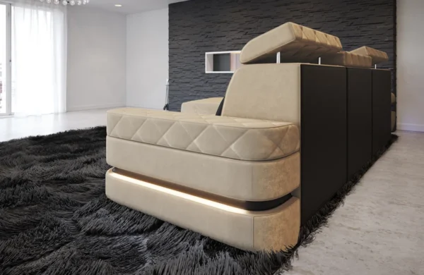 Samtstoff Ecksofa Bellavita mit Ottomane L-Form S – Bild 7