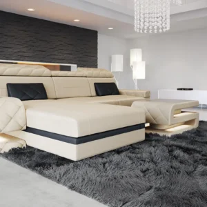 Samtstoff Ecksofa Bellavita mit Ottomane L-Form S