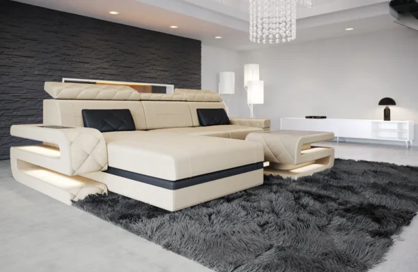 Samtstoff Ecksofa Bellavita mit Ottomane L-Form S – Bild 8