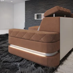 Samtstoff Ecksofa Bellavita mit Ottomane L-Form S