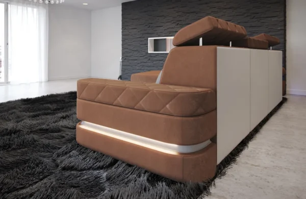Samtstoff Ecksofa Bellavita mit Ottomane L-Form S – Bild 3