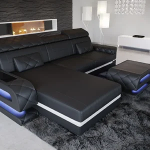 Kunstleder Ecksofa Bellavita mit Ottomane L-Form S Mini