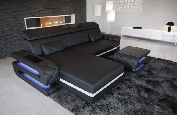 Kunstleder Ecksofa Bellavita mit Ottomane L-Form S Mini – Bild 5