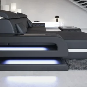 Kunstleder Ecksofa Bellavita mit Ottomane L-Form S Mini