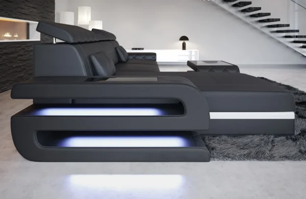 Kunstleder Ecksofa Bellavita mit Ottomane L-Form S Mini – Bild 6