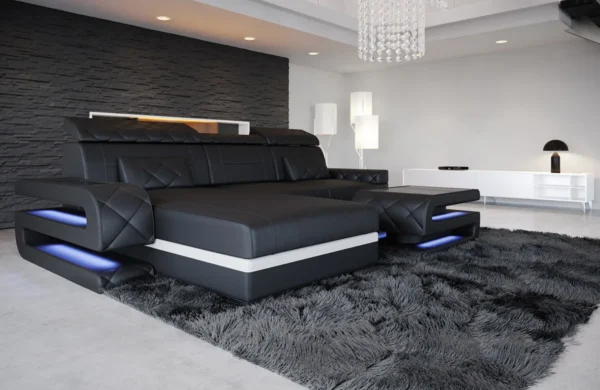 Kunstleder Ecksofa Bellavita mit Ottomane L-Form S Mini – Bild 8