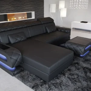 Kunstleder Ecksofa Bellavita mit Ottomane L-Form S Mini