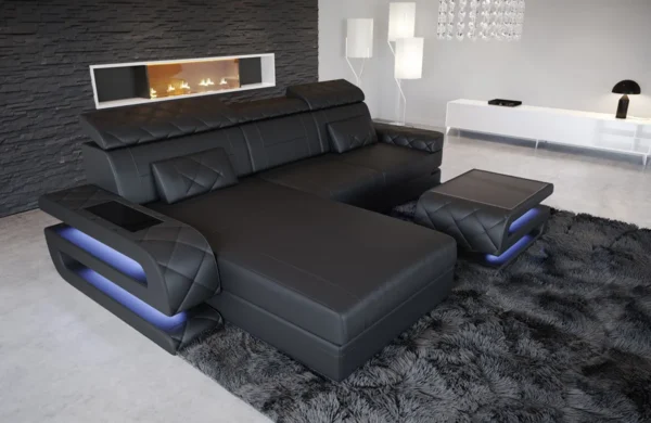 Kunstleder Ecksofa Bellavita mit Ottomane L-Form S Mini – Bild 9