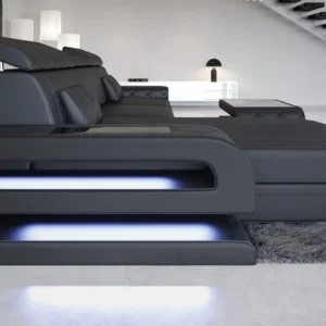Kunstleder Ecksofa Bellavita mit Ottomane L-Form S Mini