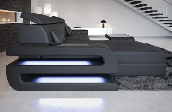 Kunstleder Ecksofa Bellavita mit Ottomane L-Form S Mini – Bild 10