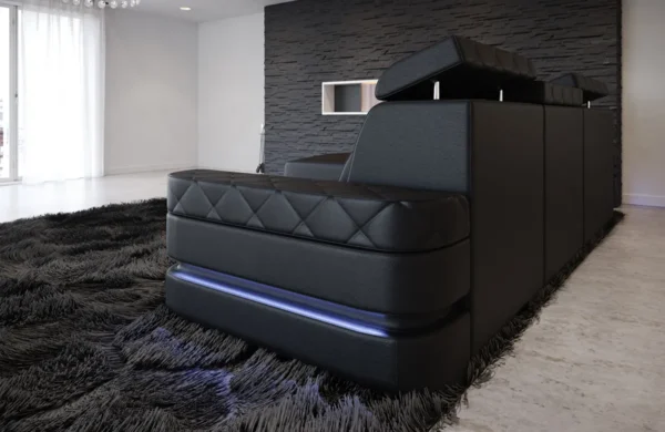 Kunstleder Ecksofa Bellavita mit Ottomane L-Form S Mini – Bild 11