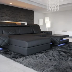 Kunstleder Ecksofa Bellavita mit Ottomane L-Form S Mini