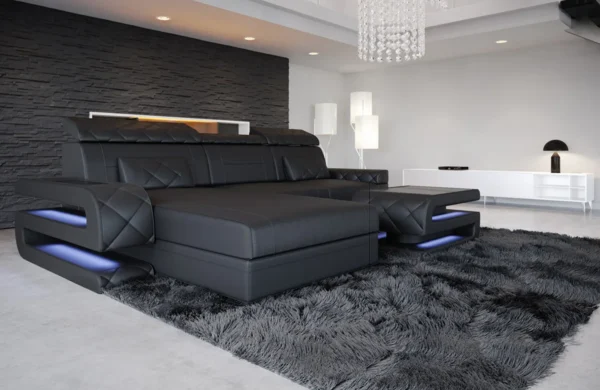 Kunstleder Ecksofa Bellavita mit Ottomane L-Form S Mini – Bild 12