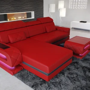Kunstleder Ecksofa Bellavita mit Ottomane L-Form S Mini