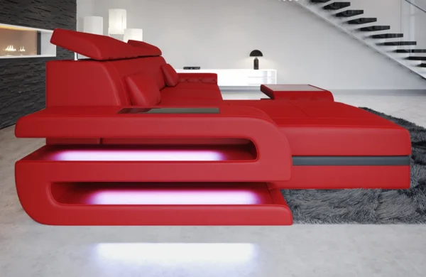 Kunstleder Ecksofa Bellavita mit Ottomane L-Form S Mini – Bild 14