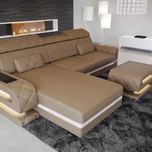 Kunstleder Ecksofa Bellavita mit Ottomane L-Form S Mini