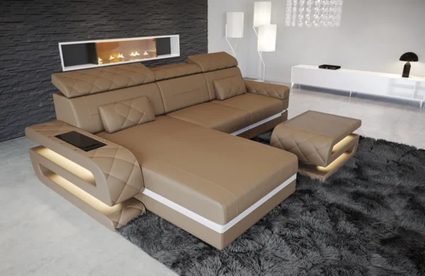 Kunstleder Ecksofa Bellavita mit Ottomane L-Form S Mini – Bild 17